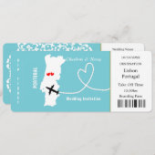 Ticket Boarding Pass Portugal Wedding Destination Einladung (Vorne/Hinten)