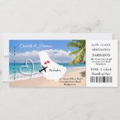 Ticket Boarding Pass Wedding Destination Barbados Einladung (Vorderseite)