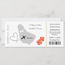 Ticket Boarding Pass Wedding Destination Barbados Einladung