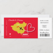 Ticket Boarding Pass Wedding Destination China Einladung (Vorderseite)