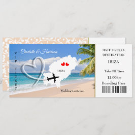 Ticket Boarding Pass Wedding Destination Ibiza Einladung