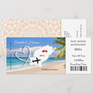 Ticket Boarding Pass Wedding Destination Ibiza Einladung
