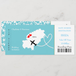 Ticket Boarding Pass Wedding Destination Ibiza Einladung
