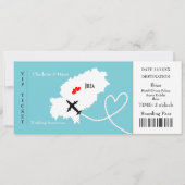 Ticket Boarding Pass Wedding Destination Ibiza Einladung (Vorderseite)