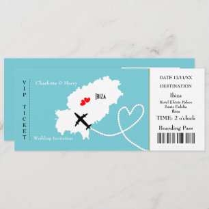 Ticket Boarding Pass Wedding Destination Ibiza Einladung