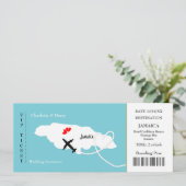 Ticket Boarding Pass Wedding Destination Jamaica Einladung (Stehend Vorderseite)