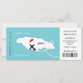 Ticket Boarding Pass Wedding Destination Jamaica Einladung (Vorderseite)