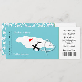 Ticket Boarding Pass Wedding Destination Jamaica I Einladung