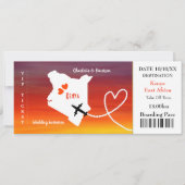 Ticket Boarding Pass Wedding Destination Kenya Einladung (Vorderseite)