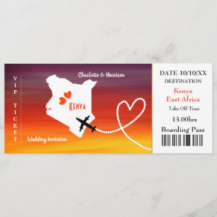 Ticket Boarding Pass Wedding Destination Kenya Einladung