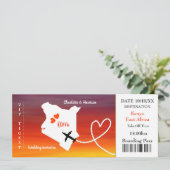 Ticket Boarding Pass Wedding Destination Kenya Einladung (Stehend Vorderseite)
