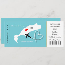 Ticket Boarding Pass Wedding Destination Kos Einladung