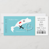 Ticket Boarding Pass Wedding Destination Kos Einladung (Vorderseite)