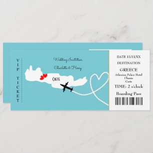 Ticket Boarding Pass Wedding Destination Kreta Einladung