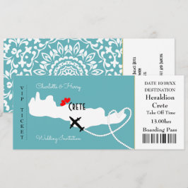 Ticket Boarding Pass Wedding Destination Kreta Einladung