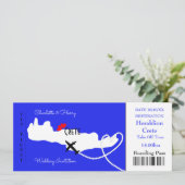 Ticket Boarding Pass Wedding Destination Kreta Einladung (Stehend Vorderseite)