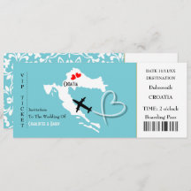 Ticket Boarding Pass Wedding Destination Kroatien