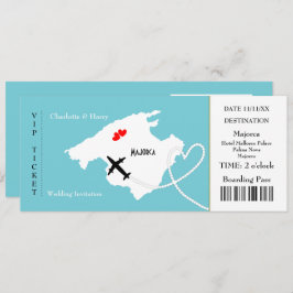 Ticket Boarding Pass Wedding Destination Mallorca Einladung