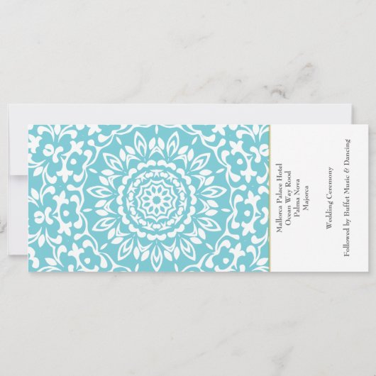 Ticket Boarding Pass Wedding Destination Mallorca Einladung (Rückseite)