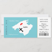 Ticket Boarding Pass Wedding Destination Mallorca Einladung (Vorderseite)