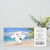Ticket Boarding Pass Wedding Destination Mallorca Einladung (Stehend Vorderseite)
