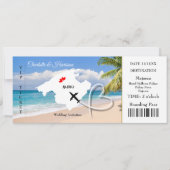 Ticket Boarding Pass Wedding Destination Mallorca Einladung (Vorderseite)