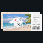 Ticket Boarding Pass Wedding Destination Mallorca Einladung<br><div class="desc">Eine lustige,  aber stilvolle Hochzeitseinladung in einem Boarding-Pass/Ticket-Stil für Paare,  die im Ausland heiraten,  in Mallorca,  Spanien,  das in einer weißen Karte Silhouette auf aquamarinem Blau mit süßen Herzen der Liebe,  Flugzeug-Silhouette und weißen Perlen in Herzform dargestellt wird. Die Rückseite des Boarding-Passes hat ein hübsches elegantes Lackmuster.</div>