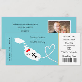 Ticket Boarding Pass Wedding Destination Malta Einladung