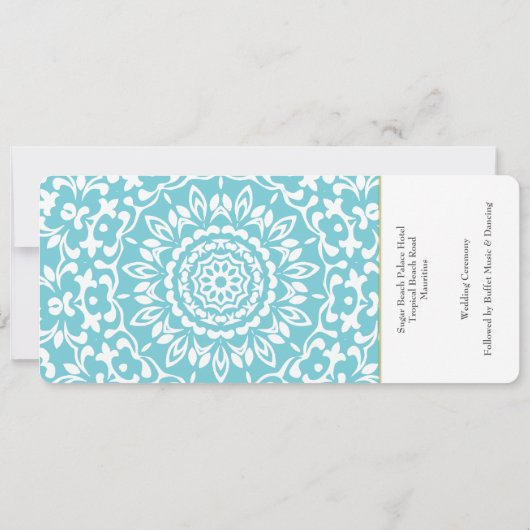 Ticket Boarding Pass Wedding Destination Mauritius Einladung (Rückseite)