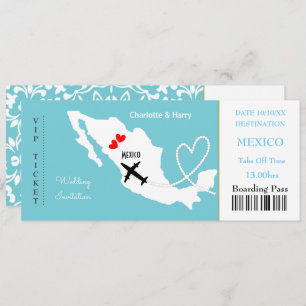 Ticket Boarding Pass Wedding Destination Mexiko Einladung