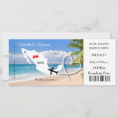 Ticket Boarding Pass Wedding Destination Mexiko Einladung (Vorderseite)