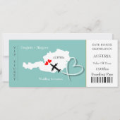 Ticket Boarding Pass Wedding Destination Österreic Einladung (Vorderseite)