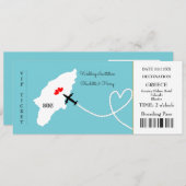 Ticket Boarding Pass Wedding Destination Rhodes Einladung (Vorne/Hinten)