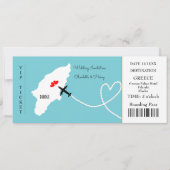 Ticket Boarding Pass Wedding Destination Rhodes Einladung (Vorderseite)