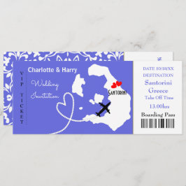 Ticket Boarding Pass Wedding Destination Santorini Einladung