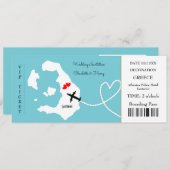 Ticket Boarding Pass Wedding Destination Santorini Einladung (Vorne/Hinten)
