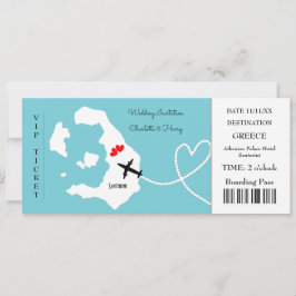Ticket Boarding Pass Wedding Destination Santorini Einladung