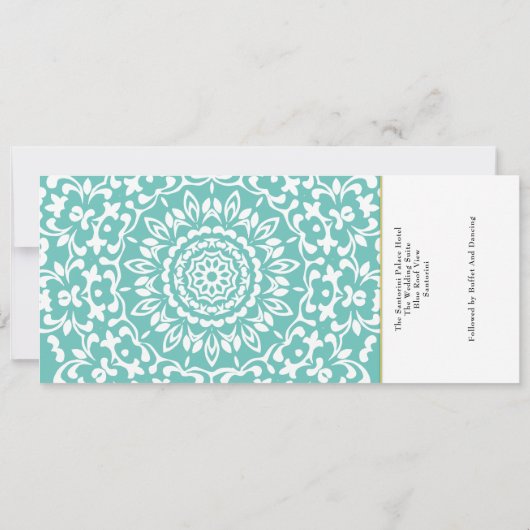 Ticket Boarding Pass Wedding Destination Santorini Einladung (Rückseite)