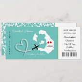 Ticket Boarding Pass Wedding Destination Santorini Einladung (Vorne/Hinten)