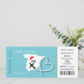 Ticket Boarding Pass Wedding Destination Spanien Einladung (Stehend Vorderseite)