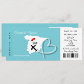 Ticket Boarding Pass Wedding Destination Spanien Einladung (Vorne/Hinten)