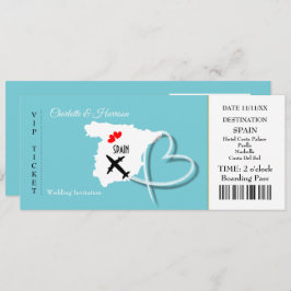 Ticket Boarding Pass Wedding Destination Spanien Einladung