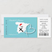 Ticket Boarding Pass Wedding Destination Spanien Einladung (Vorderseite)