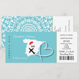 Ticket Boarding Pass Wedding Destination Spanien Einladung