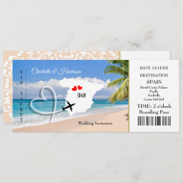 Ticket Boarding Pass Wedding Destination Spanien Einladung