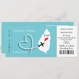 Ticket Boarding Pass Wedding Destination St Lucia Einladung