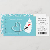 Ticket Boarding Pass Wedding Destination St Lucia Einladung (Vorne/Hinten)