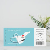Ticket Boarding Pass Wedding Destination Teneriffa Einladung (Stehend Vorderseite)
