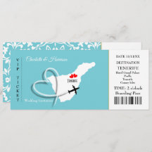 Ticket Boarding Pass Wedding Destination Teneriffa