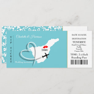 Ticket Boarding Pass Wedding Destination Teneriffa Einladung